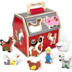 Melissa & Doug Take-Along Wooden Sorting Barn Learning Toddler Toy